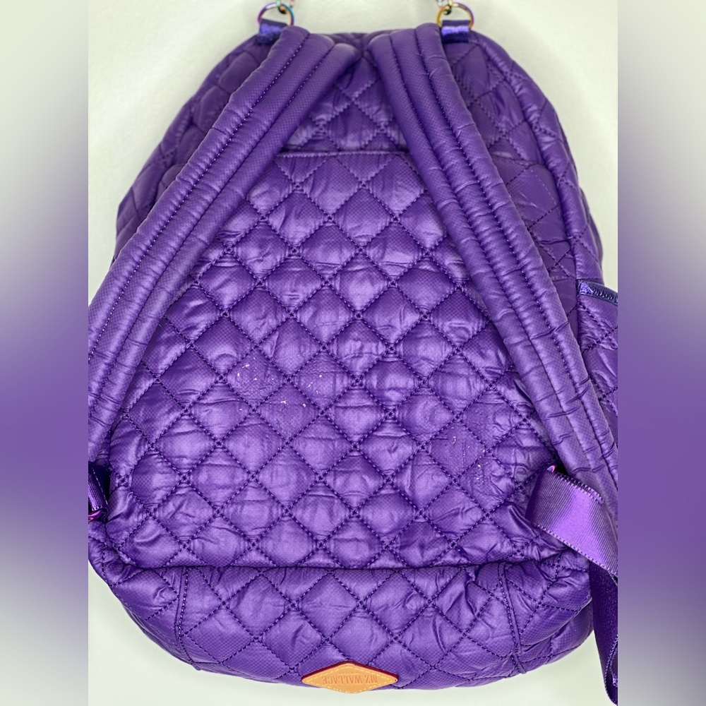 MZ Wallace Purple Amethyst Iridescent Quilted Small Crosby Backpack - Picture 3 of 8